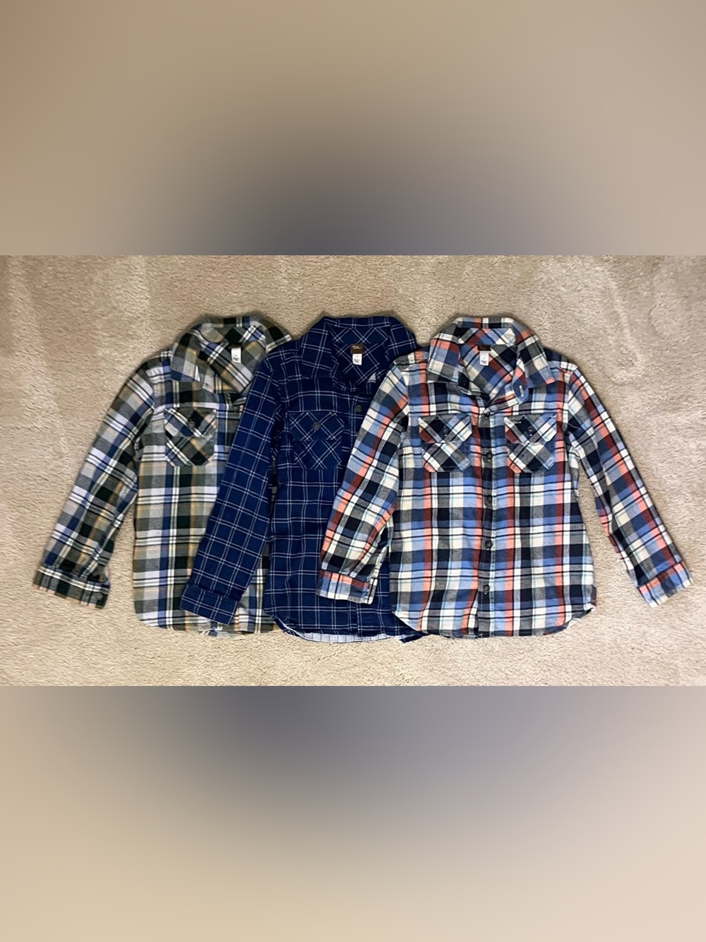 Tea Three Boys Plaid Flannel Shirts - Navy, Blue, Green Mix